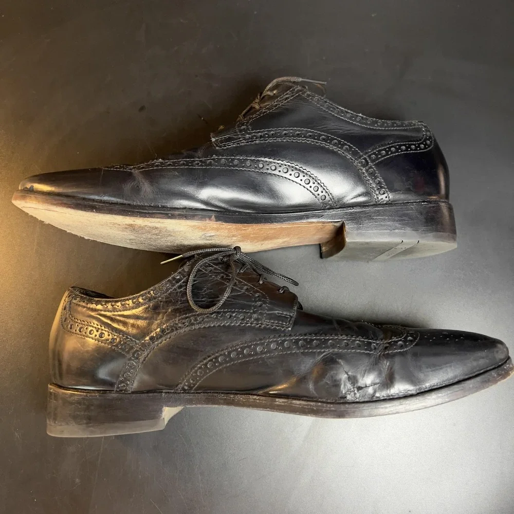 Cole Haan Wingtip‎ Oxford Black Leather Dress Shoes Mens 9.5